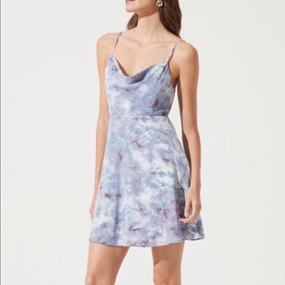Astr Blue and Purple Tie-Dye Mini Dress